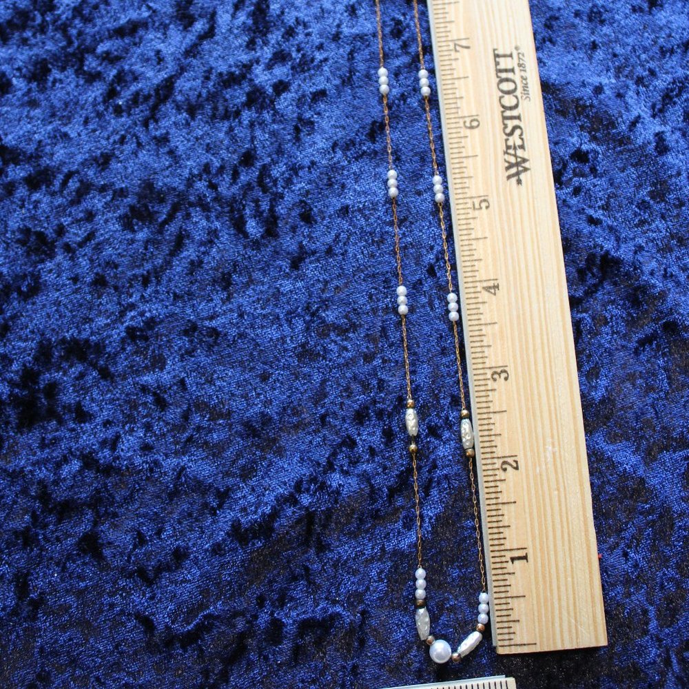 Seed pearl gold toned necklace